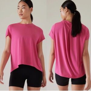 Athleta With Ease Tee Pink Size M Athleisure Athletic